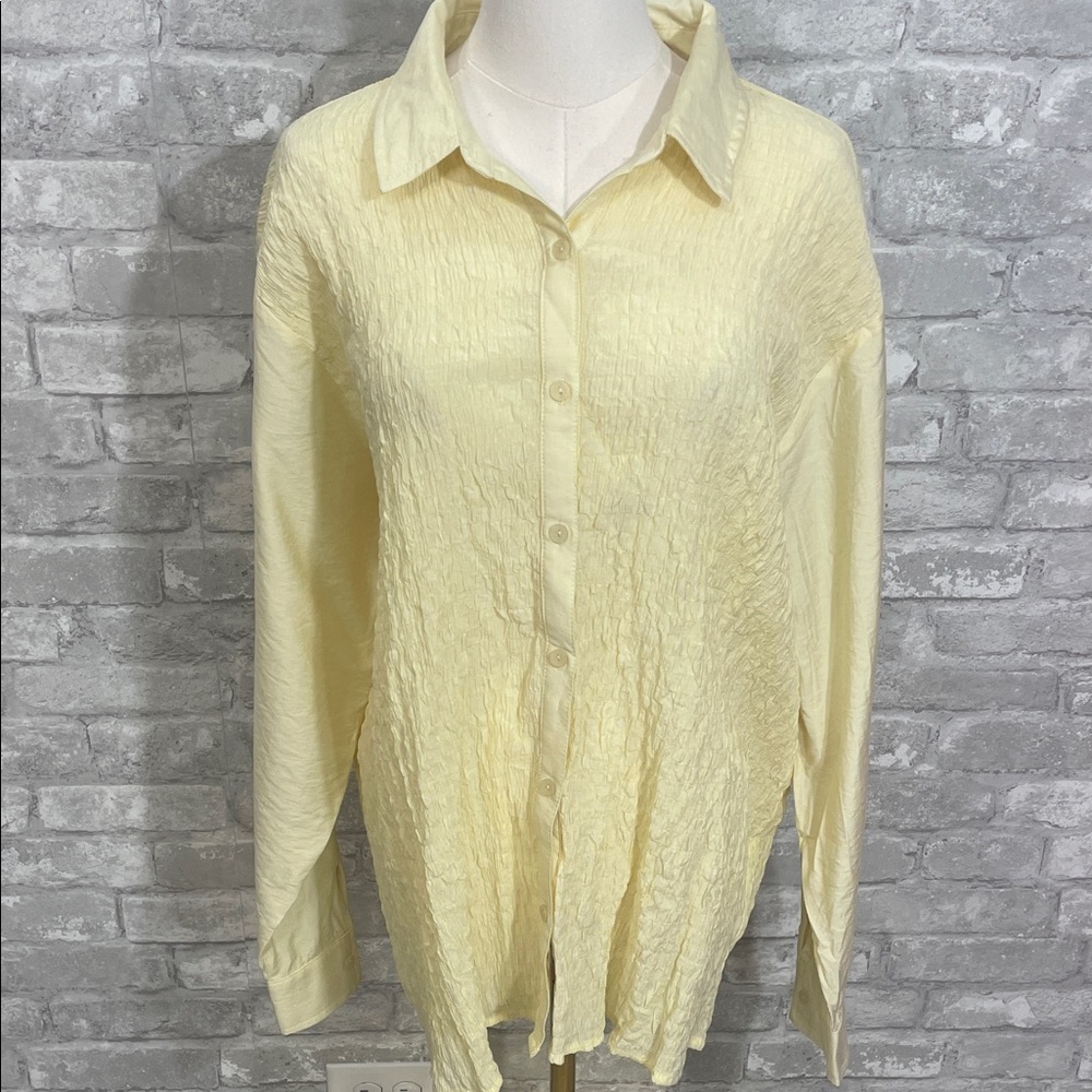 Emory Park Light Yellow Crinkle Button-Down Shirt